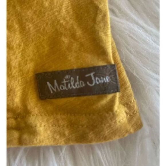 Matilda Jane Fast Lane Top Marigold Yellow Ruffle Off The Shoulder Blouse Size X - Picture 4 of 8